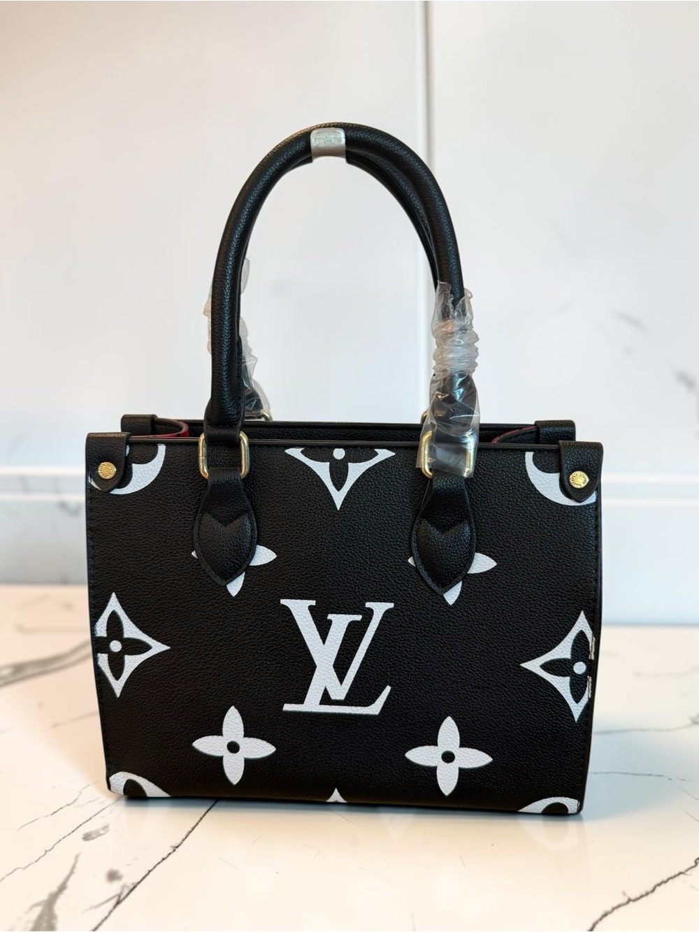 Source Unknown Black & White Monogram Satchel